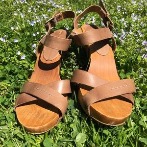 Anthropologie Leather Strappy Heels